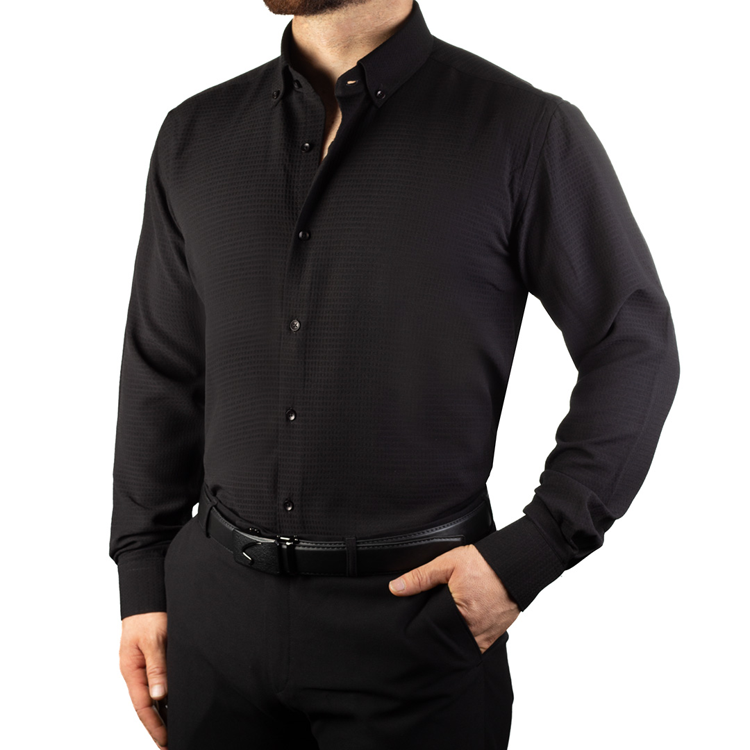 پیراهن مردانه نخی طرح دار 4416